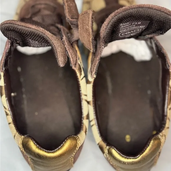 Coach Jenney Signature Sneakers | Brown & Gold | Size 7.5M | Logo Athletic Shoes - Picture 8 of 8